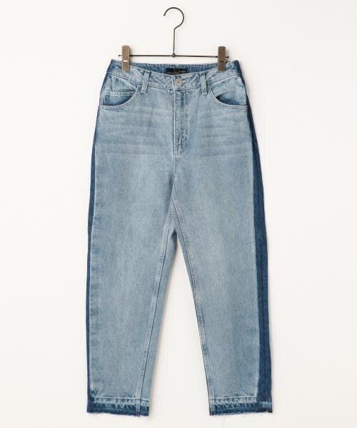 RAY CASSIN(レイカズン)の「サイドラインボーイズデニムパンツ(パンツ・レディース・サックス/ネイビー・S/M)」の1枚目の写真