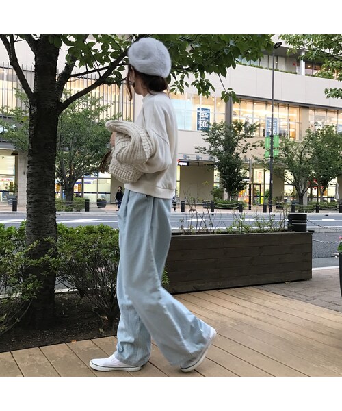 copine（コピン）の「ヒッコリーワイドデニムパンツ（その他パンツ・レディース・その他）」の2枚目の写真