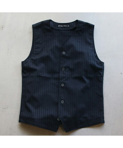 Audience(オーディエンス)の「ウールライクツイルストレッチ Vネックベスト(ベスト・レディース・Navy Stripe/Gray Stripe/Black /Camel/Navy Glen Check/Black Glen Check・S/M/L/XL)」の1枚目の写真