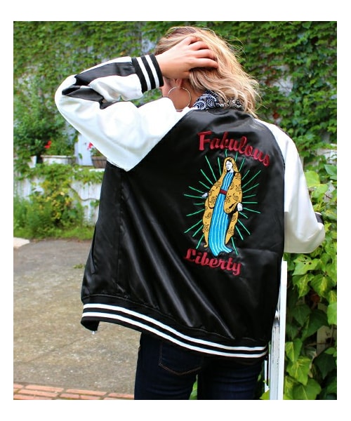 d.i.a. スカジャン　刺繍　マリア　ジャケット　平成ギャル ANAP（アナップ）の「マリア×クロス刺繍スカジャン（）」 - WEAR