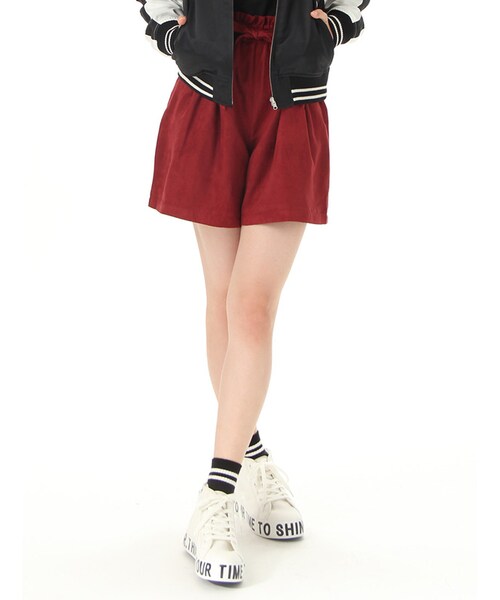 Honeys（ハニーズ）の「共ベルト付キュロット（キュロット・ショートパンツ・レディース・クロ花柄/クロ/コン/ボルドー/キャメル/グリーン花柄/ピンク/アカ花柄・Ｓ/Ｍ/Ｌ）」の7枚目の写真