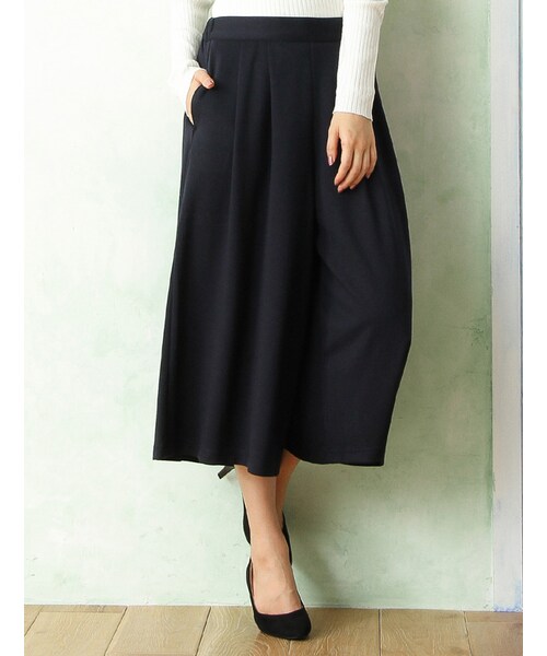 Honeys（ハニーズ）の「カットソーガウチョパンツ（パンツ・スキニー・レディース・ブラック/ネイビー/ボルドー/グリーン/杢チャコール/コンストライプ・Ｓ/Ｍ/Ｌ）」の5枚目の写真