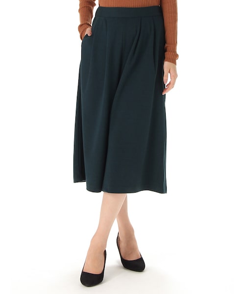 Honeys（ハニーズ）の「カットソーガウチョパンツ（パンツ・スキニー・レディース・ブラック/ネイビー/ボルドー/グリーン/杢チャコール/コンストライプ・Ｓ/Ｍ/Ｌ）」の4枚目の写真