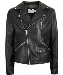 TOPMAN | Black Leather Biker Jacket*(ライダースジャケット)