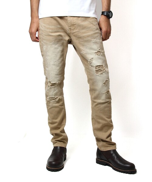 JACKROSE(ジャックローズ)の「カツラギダメージリメイクカラーパンツ(パンツ・メンズ・ブラック/ベージュ・S/M/L/XL)」の14枚目の写真