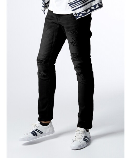 JACKROSE(ジャックローズ)の「カツラギダメージリメイクカラーパンツ(パンツ・メンズ・ブラック/ベージュ・S/M/L/XL)」の2枚目の写真