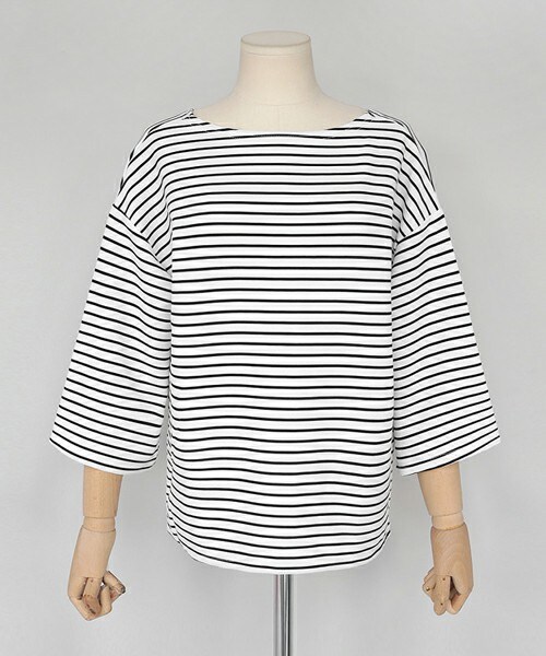 DHOLIC（ディーホリック）の「7分丈スリーブボーダーTシャツ（Tシャツ/カットソー・レディース・ブラック/ホワイト/ワイン/ダークグリーン・FREE）」の2枚目の写真