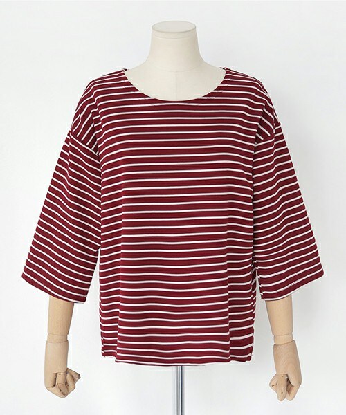 DHOLIC（ディーホリック）の「7分丈スリーブボーダーTシャツ（Tシャツ/カットソー・レディース・ブラック/ホワイト/ワイン/ダークグリーン・FREE）」の4枚目の写真