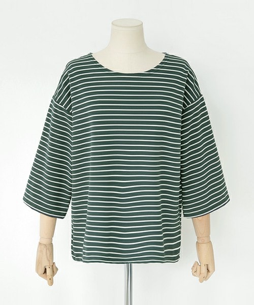 DHOLIC（ディーホリック）の「7分丈スリーブボーダーTシャツ（Tシャツ/カットソー・レディース・ブラック/ホワイト/ワイン/ダークグリーン・FREE）」の3枚目の写真