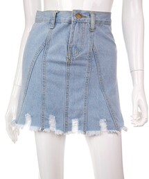 Bobon21 | フリンジデニムミニスカート(デニムスカート)