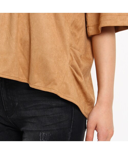 OZOC（オゾック）の「スエード風シャツ（トップス・レディース・キャメル/ブラック/レンガ・その他）」の9枚目の写真