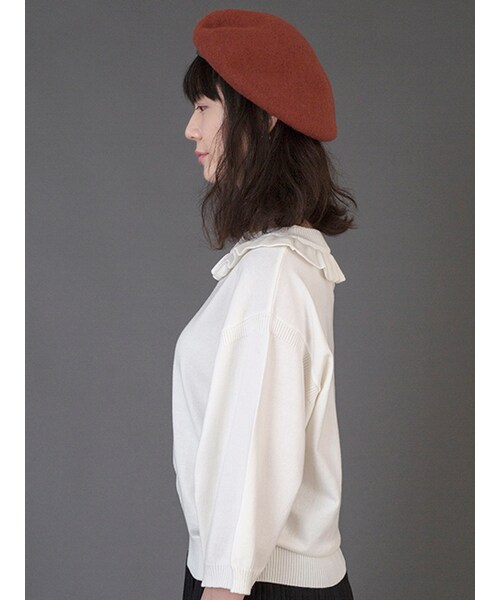 w closet(ダブルクローゼット)の「衿フリルパフスリーブニット(トップス・レディース・オフホワイト/Dピンク/グリーン/ブラック・FREE)」の6枚目の写真