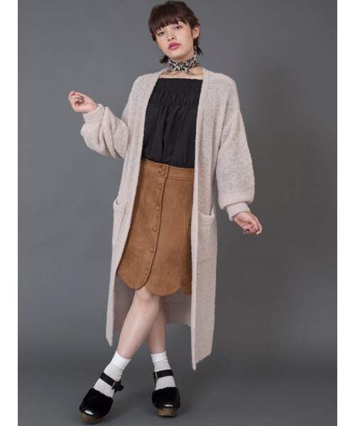 w closet(ダブルクローゼット)の「【先行予約】ブークレロングカーディガン(トップス・レディース・Lグレー/ピンクベージュ/チャコール・FREE)」の10枚目の写真