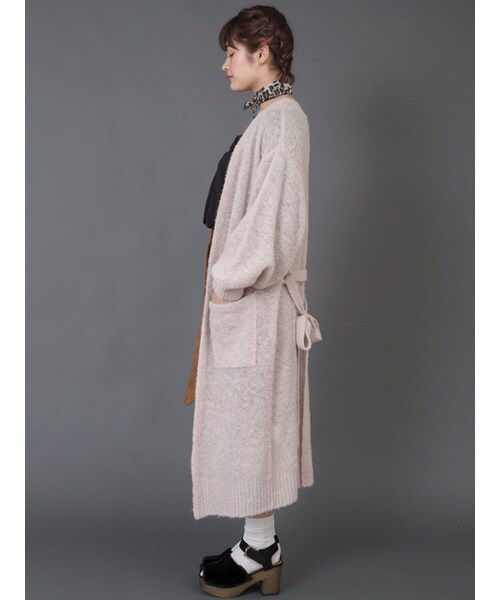 w closet(ダブルクローゼット)の「【先行予約】ブークレロングカーディガン(トップス・レディース・Lグレー/ピンクベージュ/チャコール・FREE)」の5枚目の写真