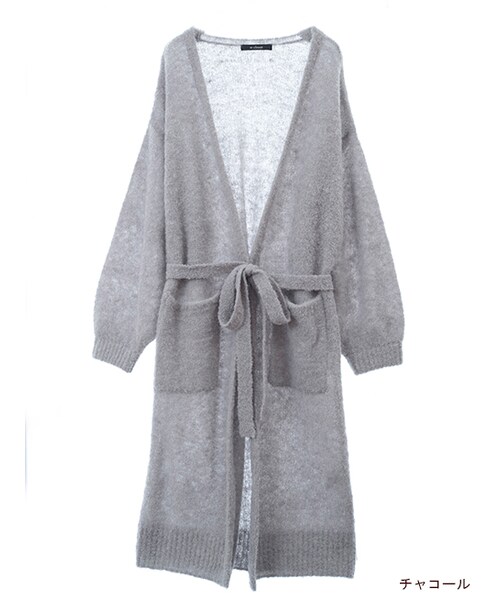 w closet(ダブルクローゼット)の「【先行予約】ブークレロングカーディガン(トップス・レディース・Lグレー/ピンクベージュ/チャコール・FREE)」の2枚目の写真