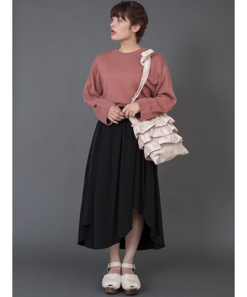 w closet（ダブルクローゼット）の「アシメヘムギャザー入りフレアスカート（スカート・レディース・ピンクベージュ/オレンジ/ブラック・FREE）」の10枚目の写真