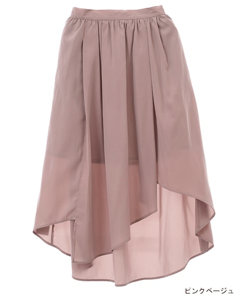 w closet（ダブルクローゼット）の「アシメヘムギャザー入りフレアスカート（スカート・レディース・ピンクベージュ/オレンジ/ブラック・FREE）」の2枚目の写真