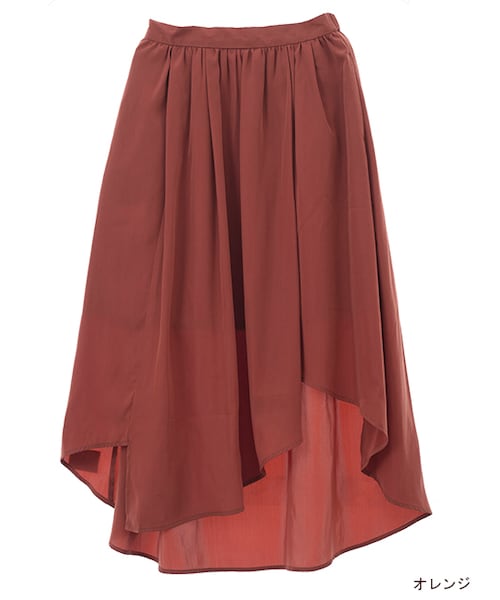 w closet（ダブルクローゼット）の「アシメヘムギャザー入りフレアスカート（スカート・レディース・ピンクベージュ/オレンジ/ブラック・FREE）」の3枚目の写真