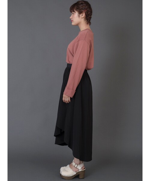 w closet（ダブルクローゼット）の「アシメヘムギャザー入りフレアスカート（スカート・レディース・ピンクベージュ/オレンジ/ブラック・FREE）」の5枚目の写真