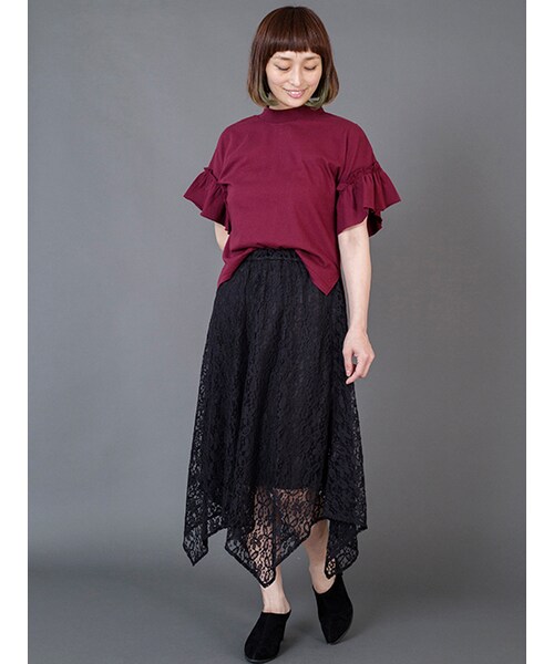 w closet(ダブルクローゼット)の「レースイレギュラーヘムスカート(スカート・レディース・Lグレー/Dピンク/ブラック・FREE)」の12枚目の写真