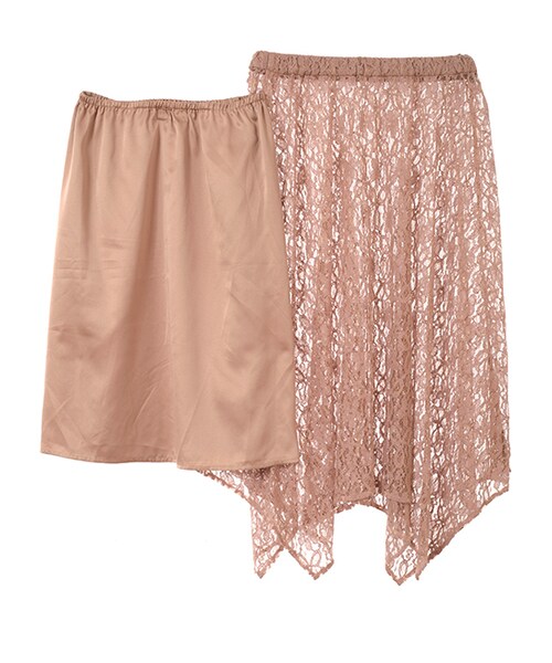 w closet(ダブルクローゼット)の「レースイレギュラーヘムスカート(スカート・レディース・Lグレー/Dピンク/ブラック・FREE)」の10枚目の写真