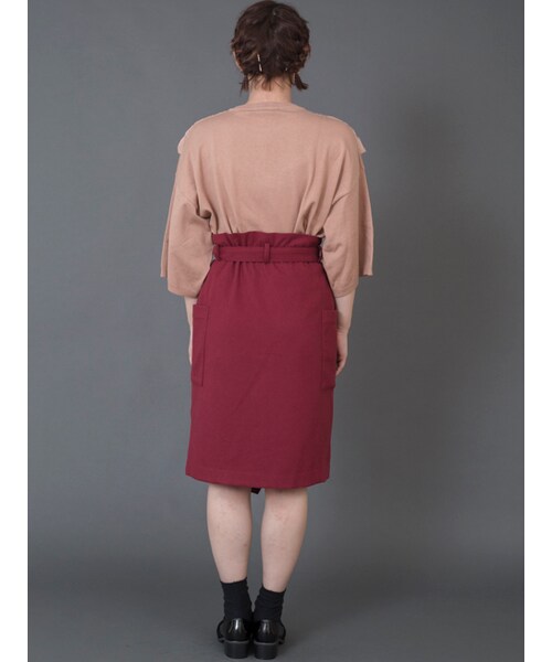 w closet（ダブルクローゼット）の「リボン付きアシメラップスカート（スカート・レディース・ベージュ/オレンジ/Dレッド・FREE）」の6枚目の写真