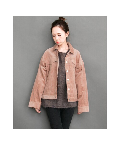 KBF（ケイビーエフ）の「コーデュロイジャケット（ジャケット/アウター・レディース・PINK/L/BLUE/CAMEL・M/L）」の13枚目の写真