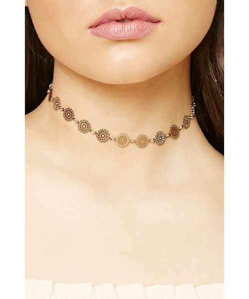 FOREVER 21（フォーエバー トゥエンティーワン）の「FOREVER 21 Ornate Medallion Necklace（ネックレス・レディース・Gold・ONE SIZE）」の6枚目の写真