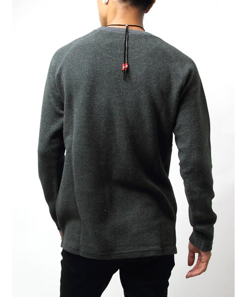 JACKROSE(ジャックローズ)の「×Luv maison ミリタリーワッフルジャガードリブUネックロンTEE(トップス・メンズ・ブラック/ホワイト/カーキ・M/L)」の18枚目の写真