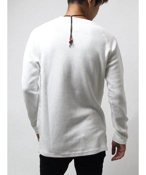 JACKROSE(ジャックローズ)の「×Luv maison ミリタリーワッフルジャガードリブUネックロンTEE(トップス・メンズ・ブラック/ホワイト/カーキ・M/L)」の3枚目の写真