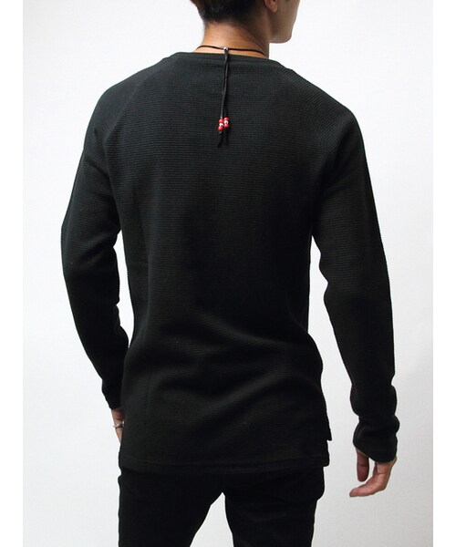 JACKROSE(ジャックローズ)の「×Luv maison ミリタリーワッフルジャガードリブUネックロンTEE(トップス・メンズ・ブラック/ホワイト/カーキ・M/L)」の10枚目の写真