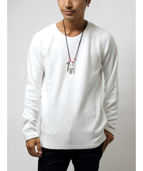 JACKROSE(ジャックローズ)の「×Luv maison ミリタリーワッフルジャガードリブUネックロンTEE(トップス・メンズ・ブラック/ホワイト/カーキ・M/L)」の2枚目の写真