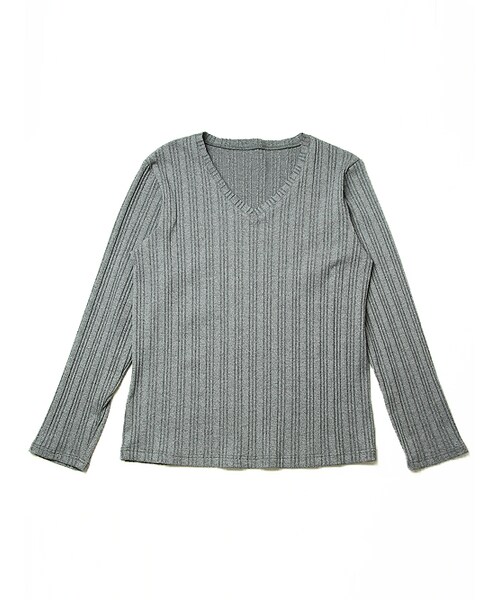 JACKROSE（ジャックローズ）の「×Luv maison ランダムテレコVネックロンTEE（トップス・メンズ・ブラック/グレー/ホワイト/ワイン/カーキ・M/L）」の20枚目の写真