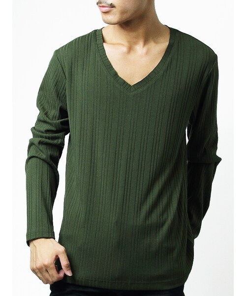 JACKROSE（ジャックローズ）の「×Luv maison ランダムテレコVネックロンTEE（トップス・メンズ・ブラック/グレー/ホワイト/ワイン/カーキ・M/L）」の22枚目の写真