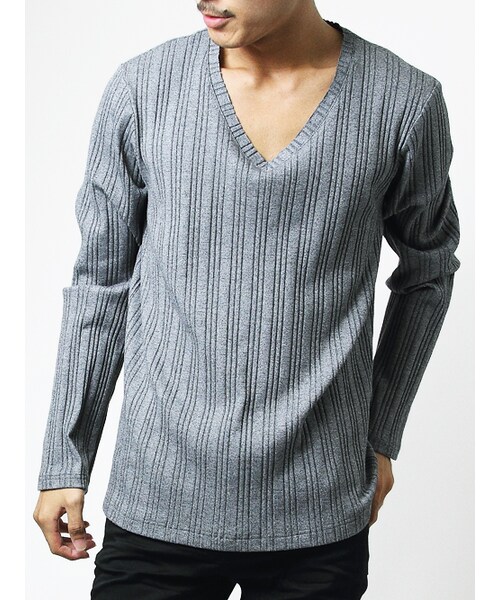 JACKROSE（ジャックローズ）の「×Luv maison ランダムテレコVネックロンTEE（トップス・メンズ・ブラック/グレー/ホワイト/ワイン/カーキ・M/L）」の15枚目の写真