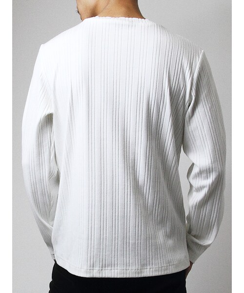 JACKROSE（ジャックローズ）の「×Luv maison ランダムテレコVネックロンTEE（トップス・メンズ・ブラック/グレー/ホワイト/ワイン/カーキ・M/L）」の3枚目の写真