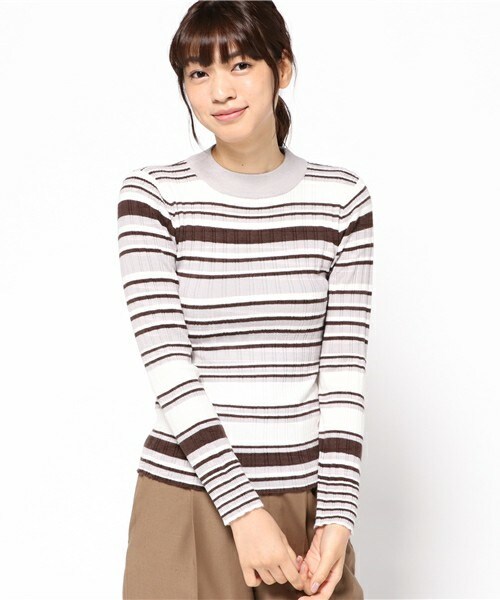 archives（アルシーヴ）の「マルチボーダープルオーバー（ニット/セーター・レディース・オフホワイト/グレー/ネイビー・MEDIUM）」の2枚目の写真