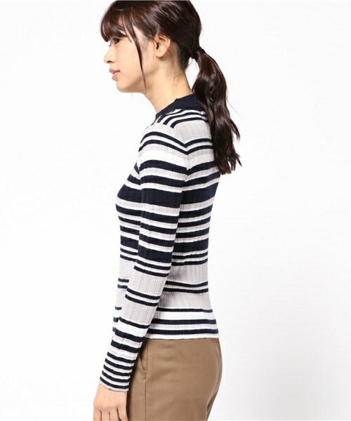 archives（アルシーヴ）の「マルチボーダープルオーバー（ニット/セーター・レディース・オフホワイト/グレー/ネイビー・MEDIUM）」の5枚目の写真