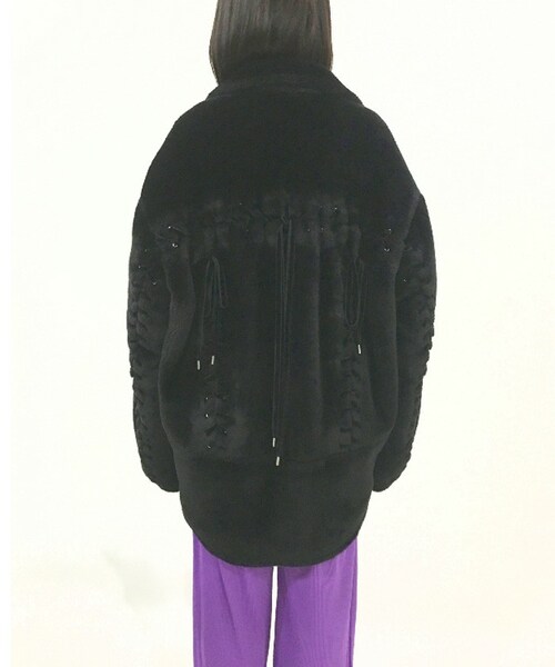 ジャケット・アウター g.v.g.v. FAUX FUR LACE UP BIKER JACKET G.V.G.V.（ジーヴィージーヴィー）の「FAUX FUR LACE UP BIKER