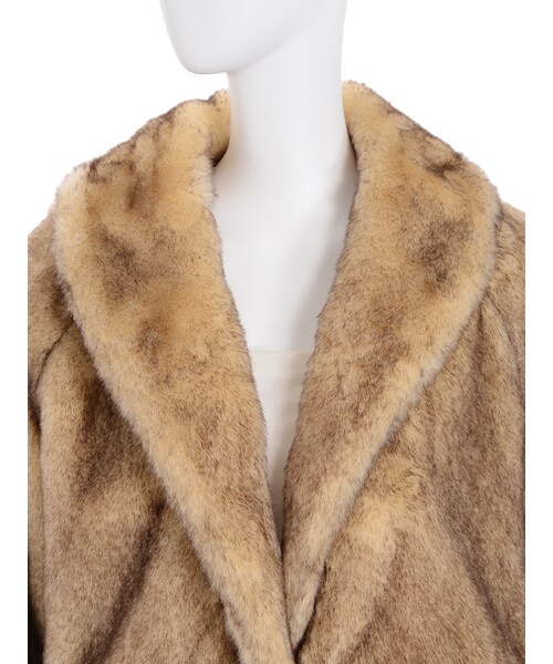 EVRIS（エヴリス）の「ビッグショールフェイクファーコート（ジャケット/アウター・レディース・ブラック/ベージュ/ミックス・F）」の10枚目の写真