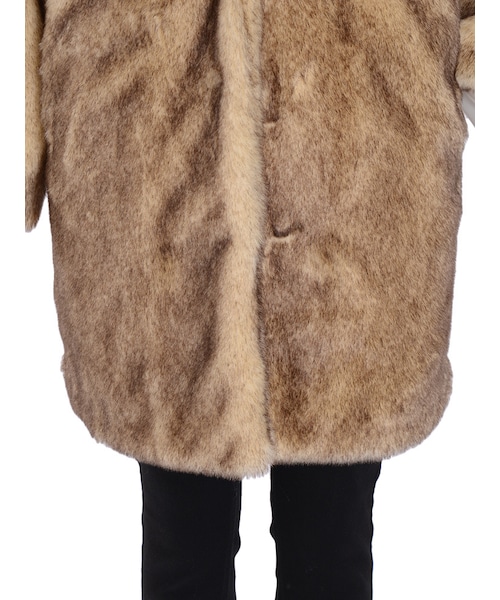 EVRIS（エヴリス）の「ビッグショールフェイクファーコート（ジャケット/アウター・レディース・ブラック/ベージュ/ミックス・F）」の11枚目の写真