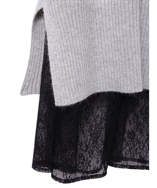 31 Sons de mode（トランテアン　ソン　ドゥ　モード）の「≪新作≫アンゴラ混オフタートルネックワンピース×レースペチコートセット（ワンピース/ドレス・レディース・ライトグレー/ベージュ・36/38）」の5枚目の写真