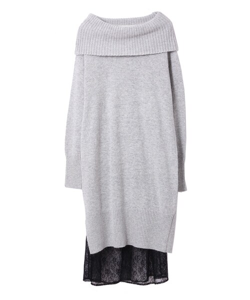 31 Sons de mode（トランテアン　ソン　ドゥ　モード）の「≪新作≫アンゴラ混オフタートルネックワンピース×レースペチコートセット（ワンピース/ドレス・レディース・ライトグレー/ベージュ・36/38）」の6枚目の写真