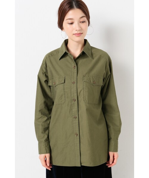 FRAMeWORK（フレームワーク）の「ムライトモールスキンワークシャツ（トップス・カーキ・フリー）」の4枚目の写真