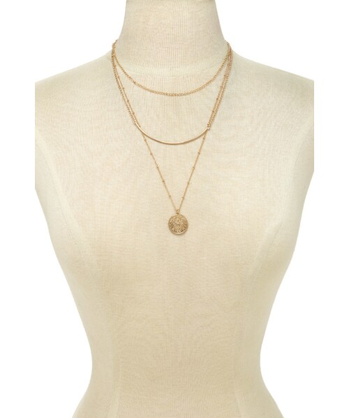 FOREVER 21（フォーエバー トゥエンティーワン）の「FOREVER 21 Layered Medallion Necklace（ネックレス・レディース・Gold・ONE SIZE）」の3枚目の写真