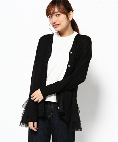 FRAPBOIS(フラボア)の「チュチュニット(カーディガン/ボレロ・レディース・ブラック/グレー/グリーン・1)」の2枚目の写真