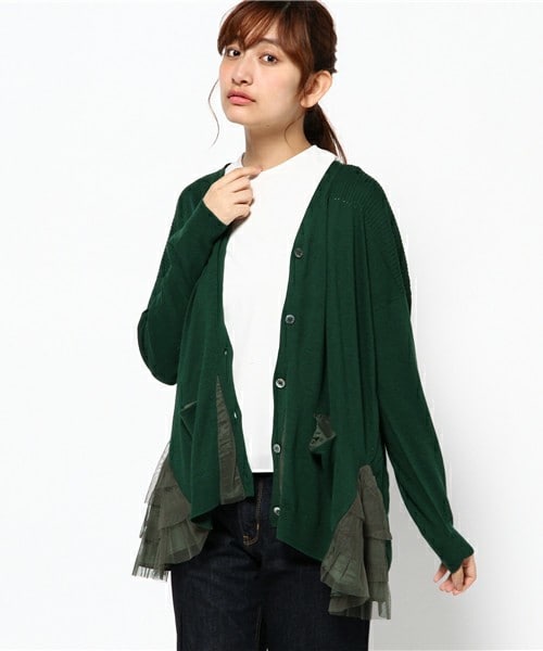 FRAPBOIS(フラボア)の「チュチュニット(カーディガン/ボレロ・レディース・ブラック/グレー/グリーン・1)」の3枚目の写真