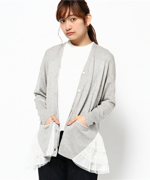 FRAPBOIS(フラボア)の「チュチュニット(カーディガン/ボレロ・レディース・ブラック/グレー/グリーン・1)」の1枚目の写真