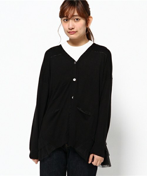 FRAPBOIS(フラボア)の「チュチュニット(カーディガン/ボレロ・レディース・ブラック/グレー/グリーン・1)」の4枚目の写真