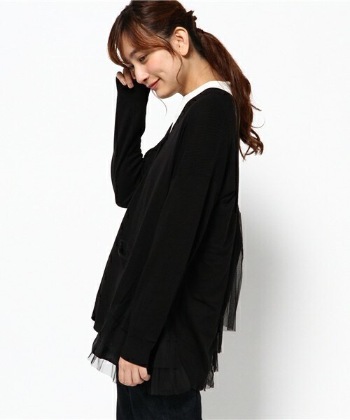 FRAPBOIS(フラボア)の「チュチュニット(カーディガン/ボレロ・レディース・ブラック/グレー/グリーン・1)」の5枚目の写真